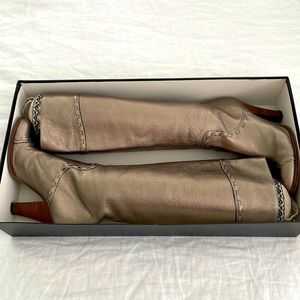 MARC JACOBS pewter knee-high leather boots. Size 6 1/2.